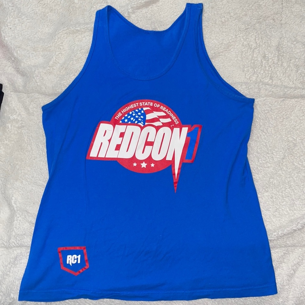 Redcon1 large tank top red white and blue USA america